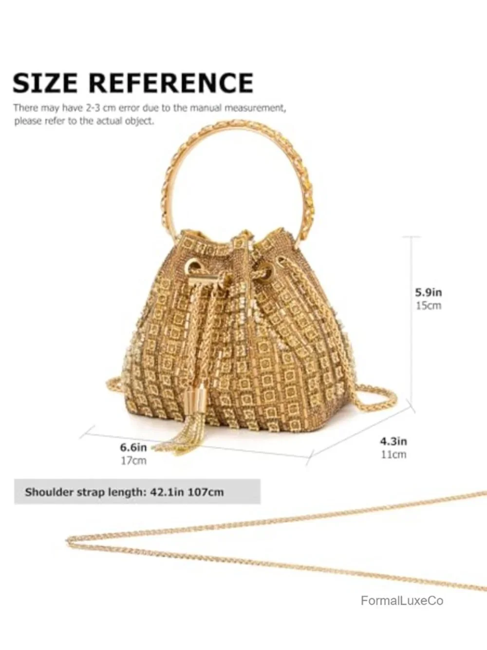 Rhinestone Clutch Purse Evening Bag with Detachable Chain